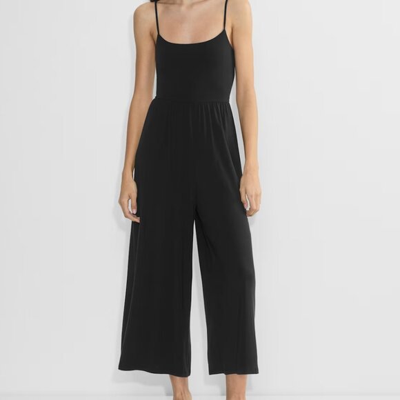 Wilfred Aritzia Women's Size Medium Black Drapey Jersey Wide Leg Market Jumpsuit - Picture 1 of 8